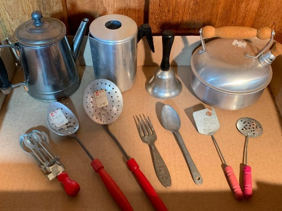 Group of Miniature/Toy Kettles and Toy Kitchen Items
