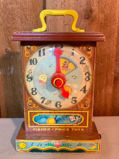 Vintage Fisher Price Tick Tock Clock, 11" Tall