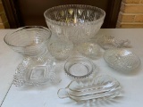 Plastic Punch Bowl and Glass Bowls