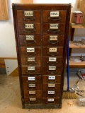 Cool, Free Standing, Wood Card Catalog with nails in it