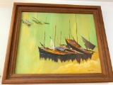 Oil on Canvas of Boat, 19