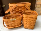 Three Baskets, Two Longaberger and One Unmarked