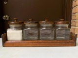Wood and Glass Canister Set as Pictured