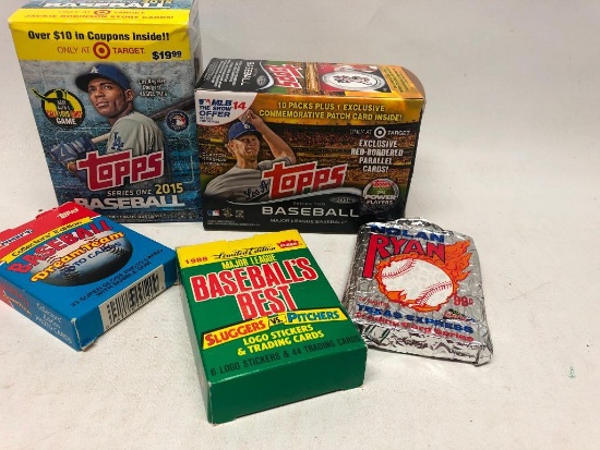 Five Sets of Baseball Cards, Opened But in Original Boxes