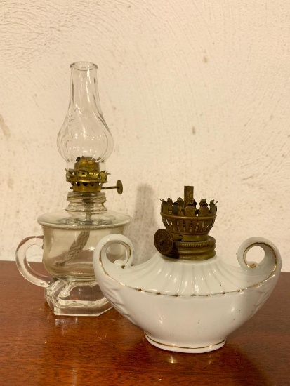 Two Small Oil Lamps, The Tallest is 7" Tall