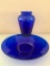 Cobalt Blue Glass Bowl and Vase