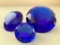Three, Decorative, Cobalt Blue Glass Diamond Shaped Items