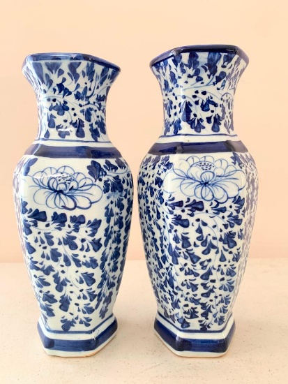 Pair of Blue and White Chinese Vases