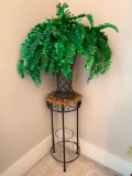 Wrought Iron Plant Stand with Faux Plant on it