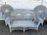Two Wicker Fan Back Chairs with and a Setae