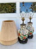 Two Oriental Style Lamps with Shades, 27