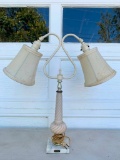 Vintage, Italian Marble Double Neck Lamp, 22