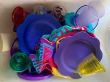 Tote Full of Plastic Plates and Cups