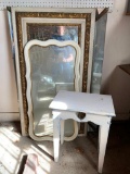 Small Wood Stand and Three Wall Mirrors