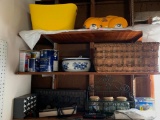 Three Shelves in Garage of Misc. Planters and Tools