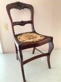 Antique Rose Back Chair with Needlepoint Seat