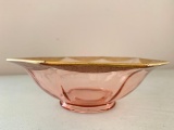 Gold Overlay, Pink Glass Bowl, 9
