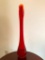 Fluted, Red Glass Bud Vase, 12