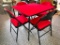 Mecoline, Greenville TN, Card Table and 4 Chairs with Red Velvet Covers