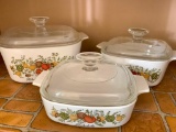 3 Piece Set of Corning Ware with Lids