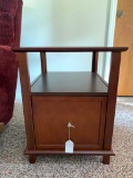 Small, Pressed Wood Lamp/End Table with File Drawer