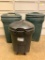 Three Plastic Garbage Cans on Wheels