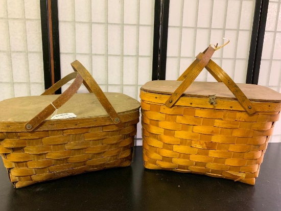 Two Woven Picnic Baskets