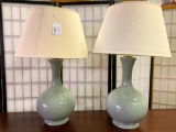 Pair or Ballard, Cameron Table Lamps, Grey Green, Large