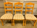 Three, Pine, Ladderback Kitchen Table chairs