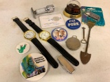 Group of Misc. Watches, Buttons, Knife and More!