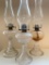 Three Antique Oil Lamps with Glass Chimneys