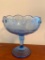 Blue Glass Raised Candy Dish, 7.5