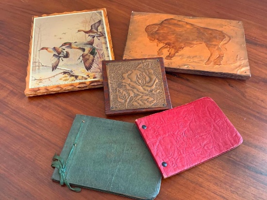 Pair of Autograph Books, Copper Art and Duck Print on Wood