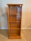 Oak Book Shelf/CD Holder on a Swivel with Glass Doors