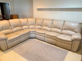 Elran, Leather Sectional Sofa with Dual Recliners