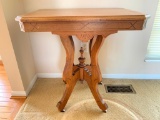 Antique Lamp Table with Porcelain Casters