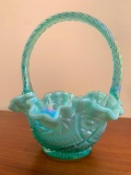 Contemporary, Fenton Glass Basket, 7.5