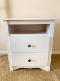 White, Pressed Wood, Two Drawer, Nighstand