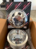 New Polished Long Water Pump 3 Grove Pulley and Polished 2 Grove Water Pump Pulley