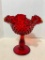 Red Glass, Hobnail, Raised Candy Dish