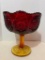 Raised Yellow and Red Glass Candy Dish