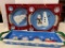 8 Christmas Plates in Original Boxes and a Tray with Handles