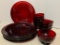Ruby Glass Dinner Plates and Dessert Cups