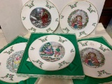 Set of Five Royal Doulton Christmas Plates with 3 with Boxes