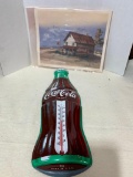 Coca-Cola, Metal Thermometer and Print