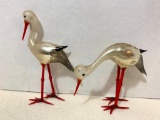 Set of 2 Glass Flamingo Like Birds