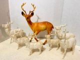 Lot of 7 Vintage Plastic Reindeer