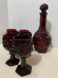 Avon Ruby Red Decanter and Stemware