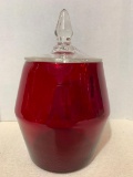 Red Glass Jar with Lid