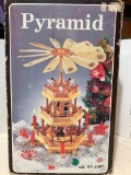 Pyramid Christmas Candle with Fan Decoration in Box